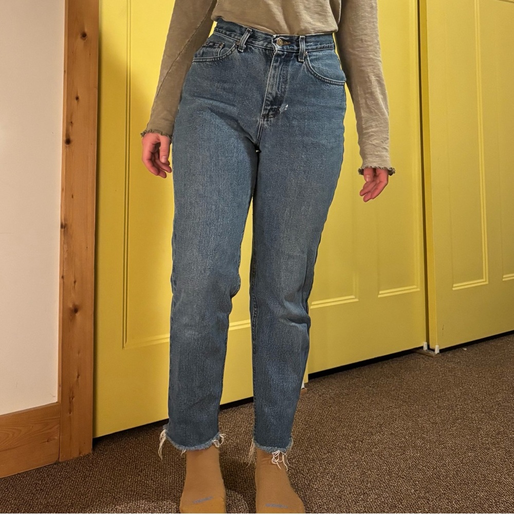 Lee Vintage High Rise Raw Hem Curvy Blue Jeans